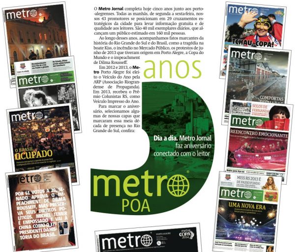 Metro completa cinco anos de circulação em Porto Alegre Metro completa cinco anos de circulação em Porto Alegre