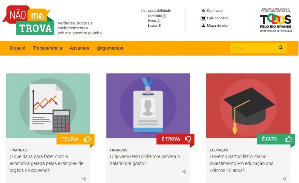 Site criado pela Secom busca desmentir boatos sobre governo Sartori Site criado pela Secom busca desmentir boatos sobre governo Sartori