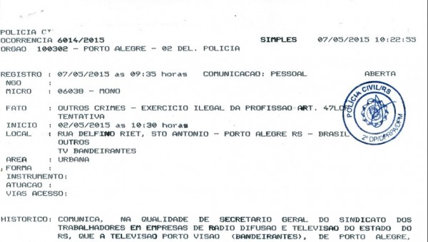 Sindicato dos Radialistas vai à Polícia contra Band Sindicato dos Radialistas vai à Polícia contra Band