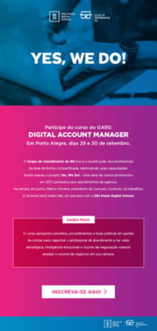 Curso de gestão de contas digitais é ofertado pelo Grupo de Atendimento Curso de gestão de contas digitais é ofertado pelo Grupo de Atendimento