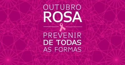 Caleidoscpio de sombrinhas marca campanha de Outubro Rosa
