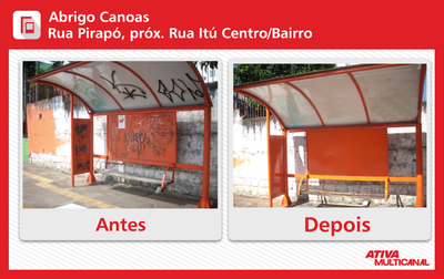 Trabalho da Ativa Multicanal recupera abrigos de ônibus de Canoas Trabalho da Ativa Multicanal recupera abrigos de ônibus de Canoas