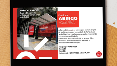 Eletromidia e Claro expandem projeto 'Abrigo Amigo' em Porto Alegre